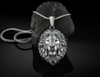 Wild Lion Silver Mens Necklace, Best Lion Men Necklace, African Lion Charm With Chain, Necklace For Men, BestFriend Gift Necklace, Lion Gift