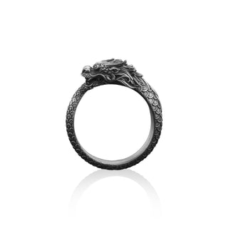 Snake Dragon Handmade Sterling Silver Men Adjustable Ring, Dragon Mythology Jewelry, Animal Ring, Minimalist Ring, Gothic Ring, Ring For Men