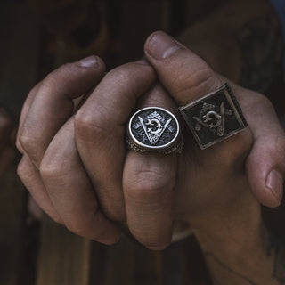 Master Mason Handmade Sterling Silver Men Signet Ring, Freemason Symbol Signet Ring, Masonic Symbol Silver Men Jewelry, Ring for men