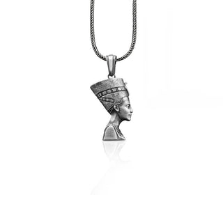 Queen Nefertiti Handmade Silver Necklace, Ancient Egypt Pharaoh Silver Men Jewelry, Nefertiti Sterling Silver Pendant, Mythology Gift