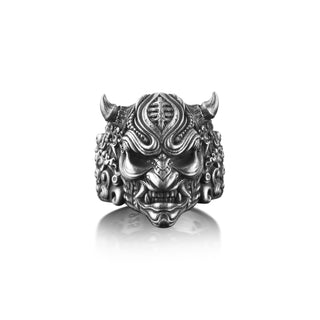 Hannya Ring in Oxidized Sterling Silver, Extraordinary Gothic Ring For Men, Oni Ring in Unusual Style, Demon Ring For Boyfriend, Cool Ring