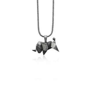 Bull 925 Silver Origami Necklace, Sterling Silver Taurus Bull Zodiac Necklace, Animal Necklace, Personalized Jewelry, Remembrance Gift
