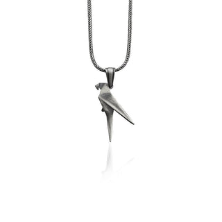Parrot sterling silver origami necklace for men, Geometric cool mens necklace for son, Nature inspired bird necklace