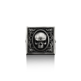 Skull Handmade Sterling Silver Men Signet Ring, Skull Gothic Signet Ring, Skull Punk Signet Ring, Skull Silver Men Jewelry, Best Friend Ring
