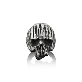 Injured Skull Handmade Sterling Silver Men Biker Ring, Wounded Skull Silver Men Jewelry, Skull Gothic Ring, Skull Punk Ring, Ring For Men