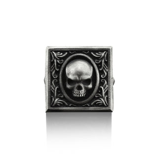 Skull Handmade Sterling Silver Men Signet Ring, Skull Gothic Signet Ring, Skull Punk Signet Ring, Skull Silver Men Jewelry, Best Friend Ring
