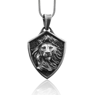 Lion Handmade Sterling Silver Men Charm Necklace, Leo Zodiac Sign Jewelry, Lion Men Pendant with Chain, Horoscope Necklace, Animal Necklace