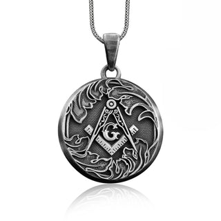 Mens Silver Mason Pendant, Masonic Silver Pendant, Large Mason G Pendant, Silver illuminati Jewelry, Gift Men Pendant, Mason Symbol Amulet