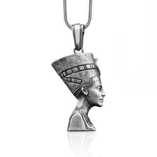 Queen Nefertiti Handmade Silver Necklace, Ancient Egypt Pharaoh Silver Men Jewelry, Nefertiti Sterling Silver Pendant, Mythology Gift
