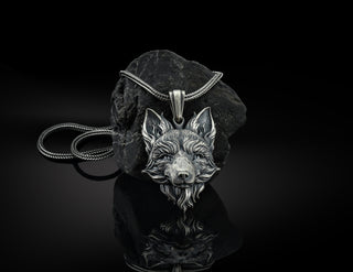 Handmade Silver Fox Necklace, Best Fox Oxidized Silver Pendant, Fox Charm With Chain, Necklace For Men, BestFriend Gift Necklace, Men Gift