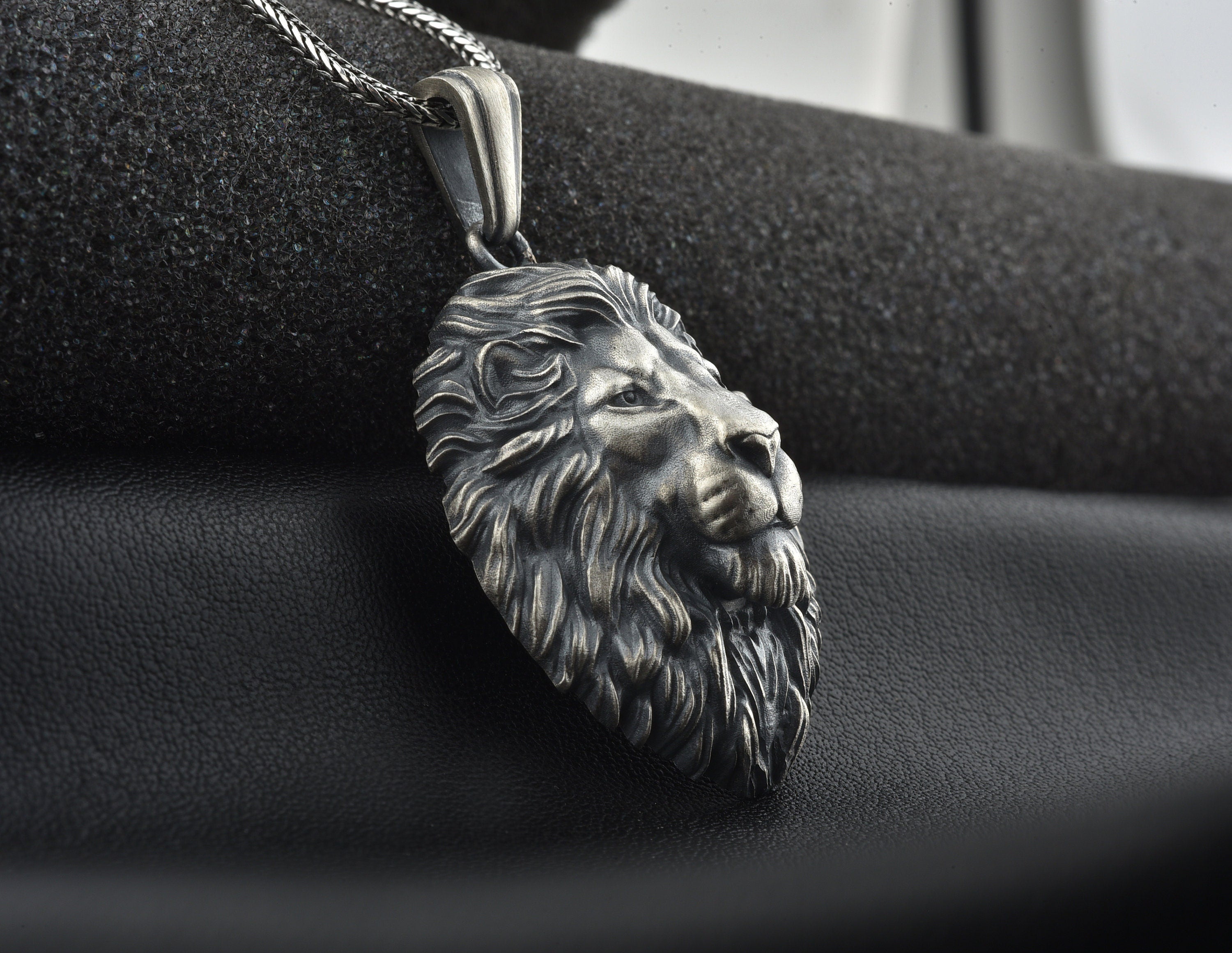 Lion Pendant, Lion newest Head Necklace, Men Pendant, African Lion Charm Pendant, Lion King Pendant, Wild Lion Silver Necklace, Animal Pendant Gift