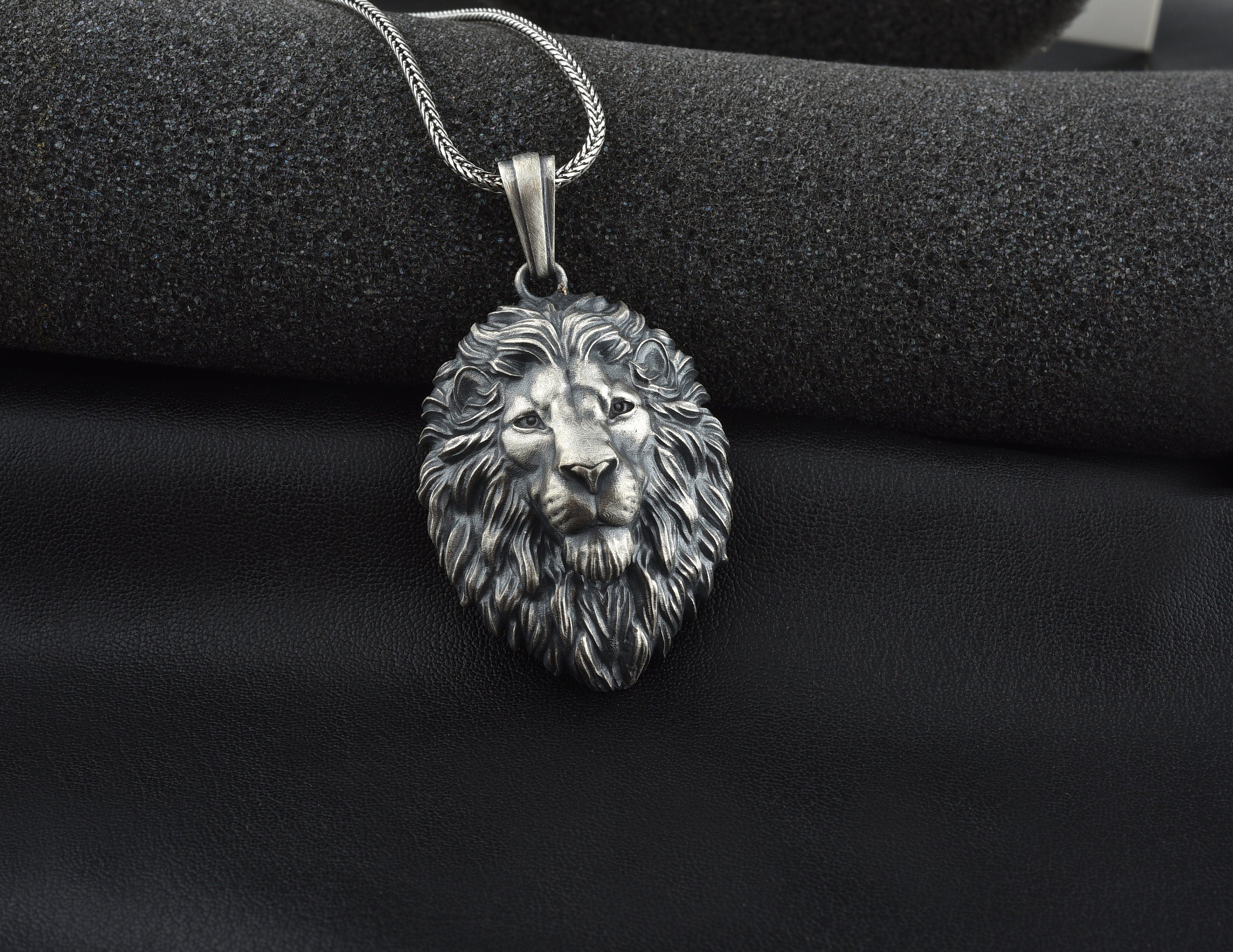 Lion Pendant, Lion newest Head Necklace, Men Pendant, African Lion Charm Pendant, Lion King Pendant, Wild Lion Silver Necklace, Animal Pendant Gift