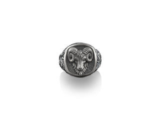 Ram Head Aries, Silver Square Signet Ring, Animal Lover Gift, Zodiac Aries Ring, Astrology Gifts, Aries Women Gifts, Aries Gift for Men