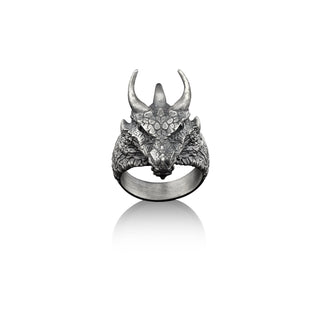 Dragon Handmade Silver Ring, 3D Dragon Head Silver Men Jewelry, Dragon Head Sterling Silver Men Ring, 3D Dragon Head Gift, Mythology Gift