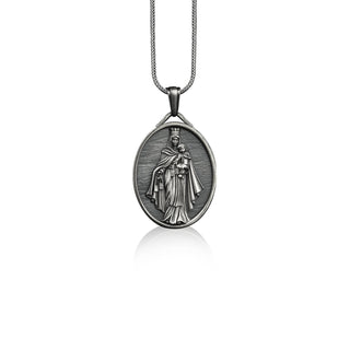 Virgin mary pendant necklace in silver, Personalized family necklace for catholic, Religious necklace for christian