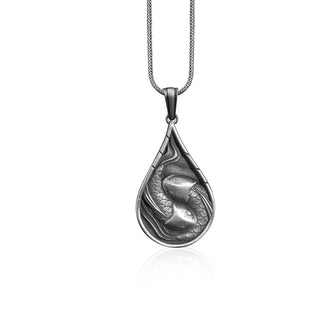 Japanese Carp Fish Silver Necklace, Fish Charm Necklace, Sterling Silver Sea Animal Pendant, Memorial Gift for Men, Elegant Pendant Necklace