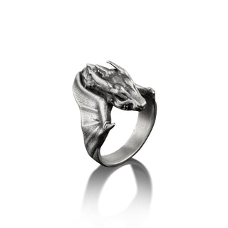 Unusual Dragon Ring in Sterling Silver, Male Fantasy Ring For Best Friend, Mythology Ring in Gothic Style, Targaryen Ring For Boyfriend