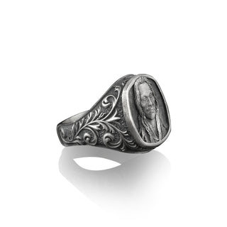 American Indian Chief Signet Ring for Men in Sterling Silver, Native American Pinky Rings, Gift Ring For Men, Birth Day Gift, Victorian Ring