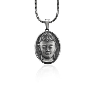 Buddha Handmade Sterling Silver Men Charm Necklace, The Meditating Buddha Silver Jewelry, Buddha Pendant, Buddism Necklace, Memorial Gift