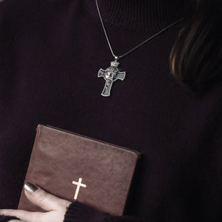 Jesus Crucifix Necklace, Christ Jesus Cross Pendant, Religious Mens Pendant, Silver Christian Accessory, Oxidized Men Medal, Jesus Mens Gift