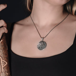 Eagle on Yin and Yang Charm Necklace for Men in Sterling Silver, Yin and Yang Silver Men Jewelry, Wild Bird Pendant, Mythology Men Necklace
