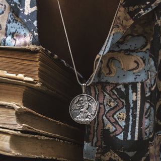 The Coin of Goddess Athena Sterling Silver Men Charm Necklace, Ancient Greek Coinage Silver Jewelry, Athena Pendant, Tetradrachm Necklace