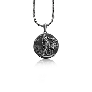 Lion of Judah Charm Neclklace for Men, Jewish Silver Necklace, Hanukah Gift For Her, Paleo Hebrew Yahusha Silver Coin Necklace, Judah Tribe