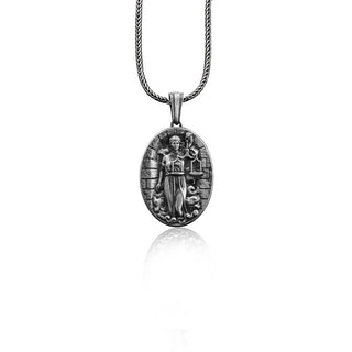 Themis Scales of Justice Silver Necklace for Men, Lawyer Graduation Gifts Pendant, Themis Titaness of Divine Law and Order Silver Necklace