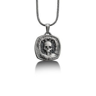 Skull 925 Silver Personalized Necklace, Sterling Silver Gothic Jewelry, Engraved Necklace, Skull Pendant, Best Friend Necklace, Gift For Him