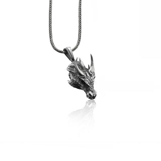Dragon Handmade Silver Necklace, 3D Dragon Head Silver Men Jewelry, 3D Dragon Sterling Silver Pendant, 3D Dragon Gift, Mythology Silver Gift