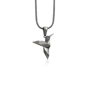 Sparrow Sterling Silver Bird Necklace, 925 Silver Animal Necklace, Origami Necklace, Bird Charm, Girlfriend Necklace, Remembrance Gift