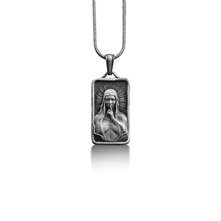 Sexy nun 925 silver pendant with custom name, Personalized engraved necklace for wife, Unusual necklace for girlfriend