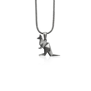 Kangaroo 925 Silver Animal Necklace, Sterling Silver Origami Necklace, Geometric Necklace, Nature Jewelry, Dainty Necklace, Memorial Gift