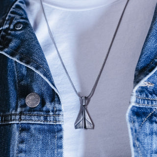 Origami Paper Plane Silver Necklace, Sterling Silver Airplane Necklace, Geometric Necklace, Japanese Art, Handmade Jewelry, Memorial Gift