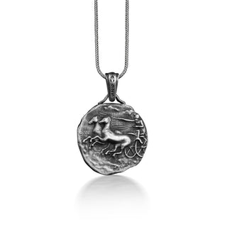 Janus Ancient Roman Coin Necklace, Oxidized Rome Necklace in Sterling Silver, Roman Mythology Necklace For Husband, Bookworm Necklace