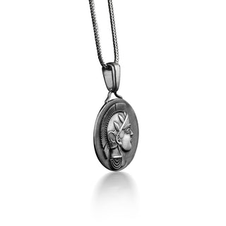 Athena Silver Coin Necklace For Men, Oxidized Ancient Greek Coin Necklace in Silver, Goddess Necklace For Dad, Greek Mythology Necklace