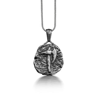 Spartan Warrior Coin Necklace For Men, Ancient Greek Coin Necklace in Silver, Graduation Necklace For Son, Oxidized Antique Coin Pendant