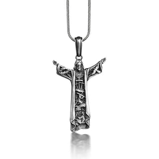 Ascension of Jesus sterling silver necklace for men, Religious necklace for family, Faith necklace for protection