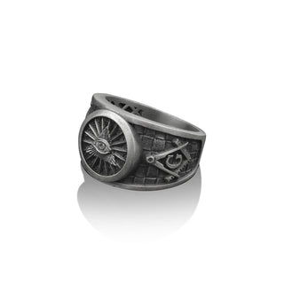 Eye Of Providence Silver Masonic Ring, 925 Sterling Silver Freemason Ring, Signet Ring, Engraved Ring, The Square and Compasses, Boss Gift