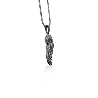 Vintage Floral Motifs Eagle Necklace, 925 Sterling Silver Animal Necklace, Floral Necklace, Bird Jewelry, Boyfriend Necklace, Memorial Gift