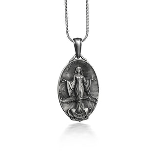 Life and Death Double Sided Necklace in Silver, Grim Reaper and Life Angel Occult Necklace, Gothic Necklace For Men, Angel Of Death Necklace