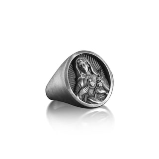 925K Sterling Silver 3D Jesus Men Ring, Engraved Jesus Christ Ring, Religious Statement Ring, Oxidized Silver Catholic Ring, Christian Ring