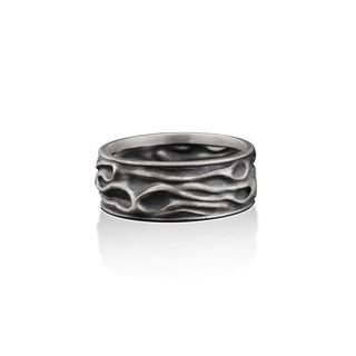 Drapery Handmade Sterling Silver Men Band Ring, Wrinkled Wedding Ring, Dainty Ring, Engagement Ring, Anniversary Ring, Minimalist Ring