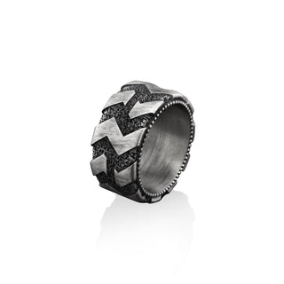 Handmade Wheel Casual Band Ring For Men in Sterling Silver, Stylish Men Wedding Ring, Elegant Men Wedding Band, Stackable Biker Men Ring