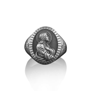 St Michael The Archangel Handmade Sterling Silver Ring For Mens, Saint Michael Christian Ring, Saint Michael The Archangel Silver Jewelry