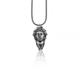 Medusa Handmade Silver Necklace, Ancient Greek Medusa Head Silver Men Jewelry, 3D Medusa Head Sterling Silver Pendant, Greek Mythology Gift