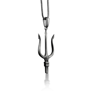 Poseidon Trident Necklace For Men, Oxidized Greek Mythology Necklace in Sterling Silver, Nautical Necklace For Best Friend, Warrior Necklace