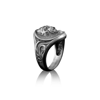 925 Silver Gorilla Ape Men's Ring, Handmade Boho Signet Wild Ape Ring, Sterling Silver Angry Gorilla Ring, King Kong Man Ring, Gift For Mens