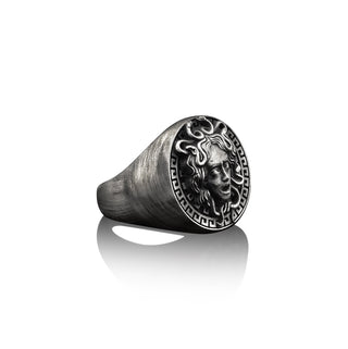 Gorgon Medusa Handmade Silver Signet Ring, Medusa Head Sterling Silver Men Jewelry, Greek Mythology Gift, Silver Ancient Greece Silver Gifts
