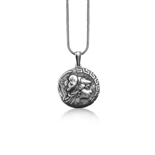 Gorgon Athena Necklace in Sterling Silver, Ancient Greek Handmade Men Pendant, Athena Jewelry, Ancient Charm Pendant, Mythology Medallion